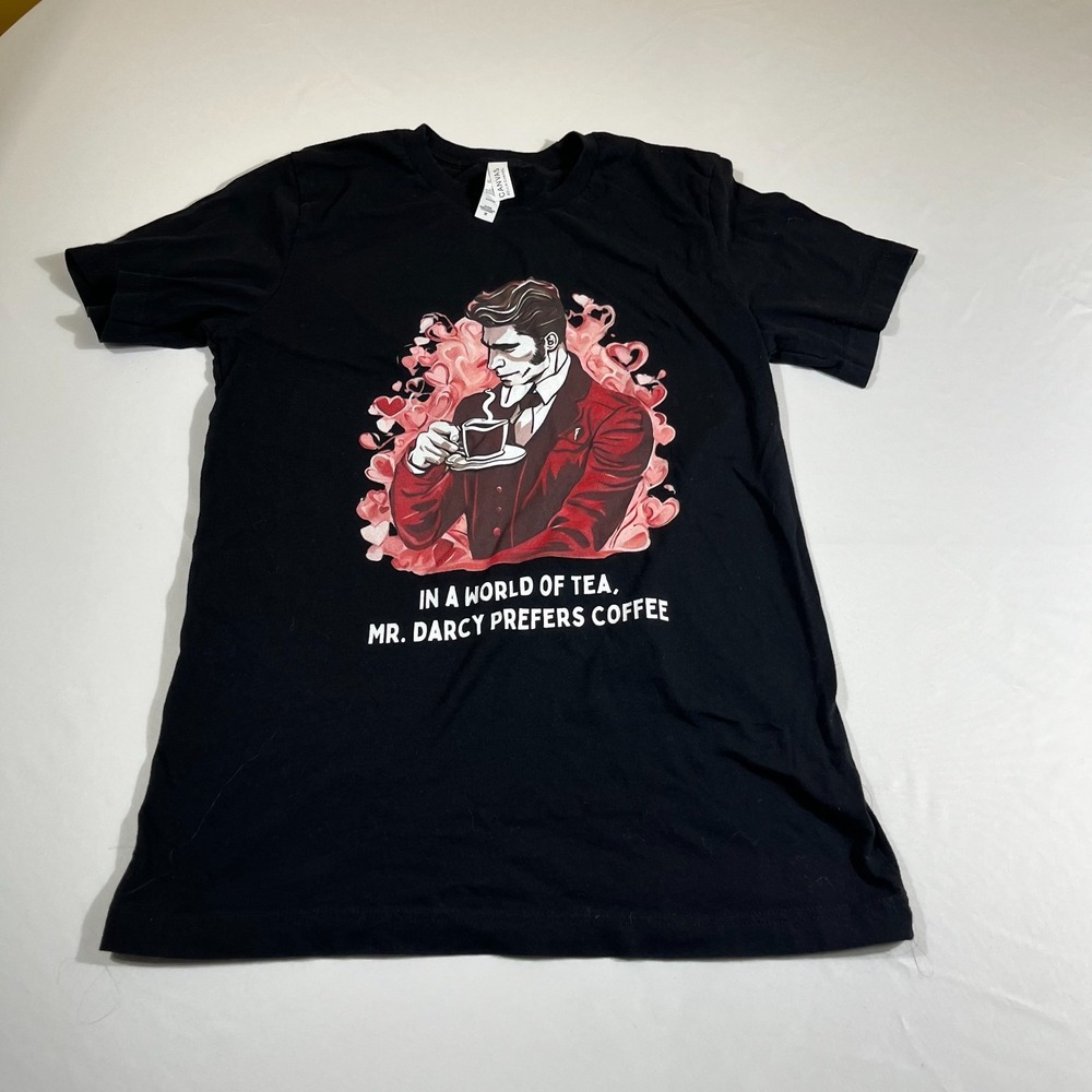 Mr Darcy Prefers Coffee T-Shirt Black Size M Pride and Prejudice‎ Dark Academia